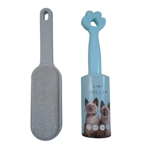 Emily Pets Pet Hair Remover Set – Lint Roller with Refillable Roll & Reusable Fabric Brush | Removes Pet Hair, Dust & Lint from Clothes, Sofa, Bedding & Car Seats (Color May Vary, Set 2)