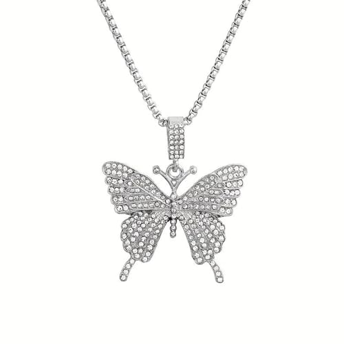 F Dream Big Butterfly Pendant. Rhinestone Chain Necklace for Women. Crystal Choker Necklace. (Rhinestone Chain)€¦