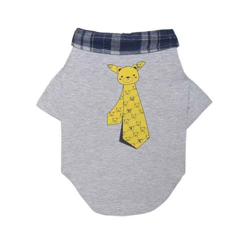 Lulala Dog Shirts Clothes with Tie Print, Soft and Breathable Pet Apparel Outfits for Small Medium Large Dog Clothes Cozy Casual Fashion Costume (Grey,14Inch)