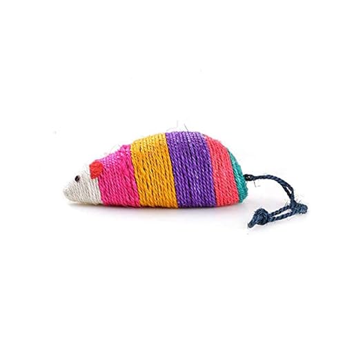 emily pets Interactive Sisal Rope Scratch Mouse Toy for Cats (Multicolor)