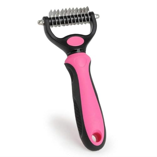 Emily Pets Grooming Tool-Single Sided Undercoat Rake for Dogs & Cats-Safe and Effective Dematting Comb for Mats & Tangles Removing-No More Nasty Shedding or Flying Hair Pink(S)