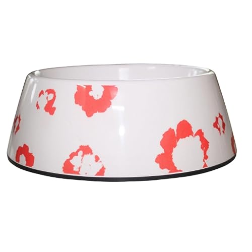 emily pets Printed Melamine Dog Food Bowl, Non Skid Base,Anti-Slip Pet Feeder Bowls, Pet Water & Food Bowl For Dogs And Cats 800Ml (Flower Design),20 cm,H_7.5 cm,W_20 cm