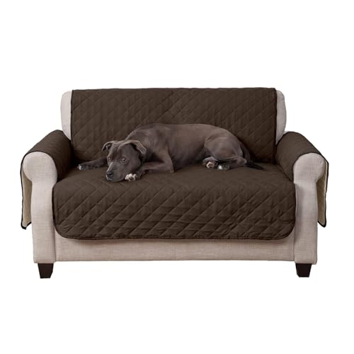 emily pets Reversible Pet Sofa Cover for Dogs & Cats | Waterproof Loveseat Protector with Adjustable Straps | Washable Couch Cover for Pet Hair, Spills & Stains (Brown)