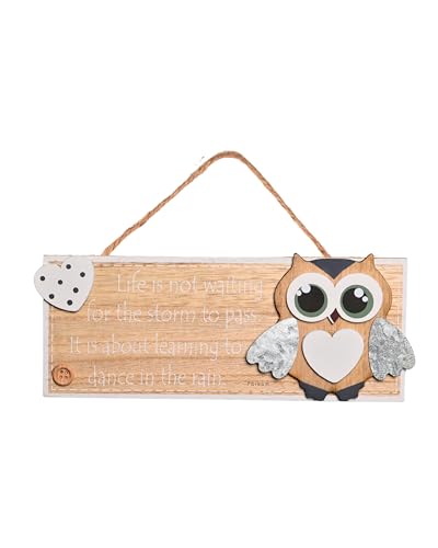F DREAM Motivational Owl Board for Wall Hanging, Wooden Art Decoration Item for Home, Living Room, Bedroom, Home Décor