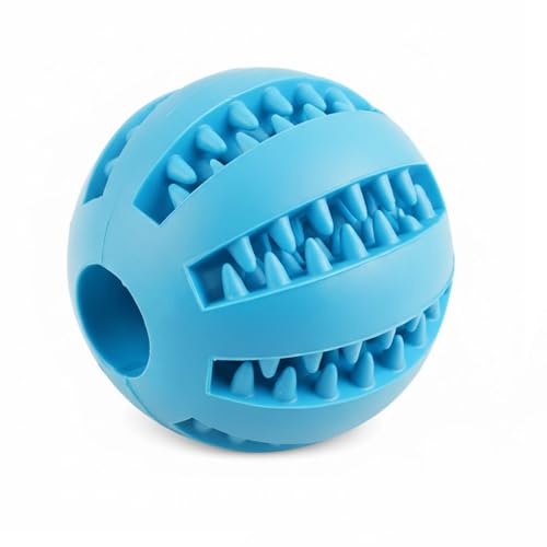 emily pets Dog Ball Toys for Pet Tooth Cleaning, Chewing, Fetching, IQ Treat Ball Food Dispensing Toys (Blue)