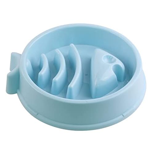 SRIPET Slow Feeder Puzzle Anti-Choking Dog Bowl with Fish Pattern for Dogs (Blue)