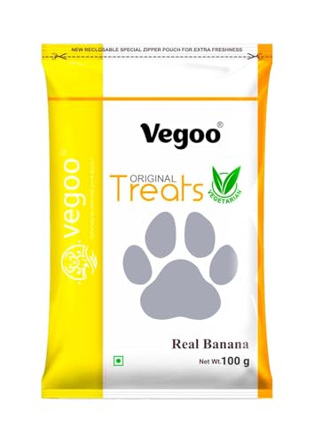 Vegoo Dog Treat, Optimum Health Formula, Highly Nutritious and Digestible, Dog Food Suitable for All Dog Breeds and Ages Easy to Digest, Real Banana Flavor, Pure Vegetarian Food Single Pack-100g