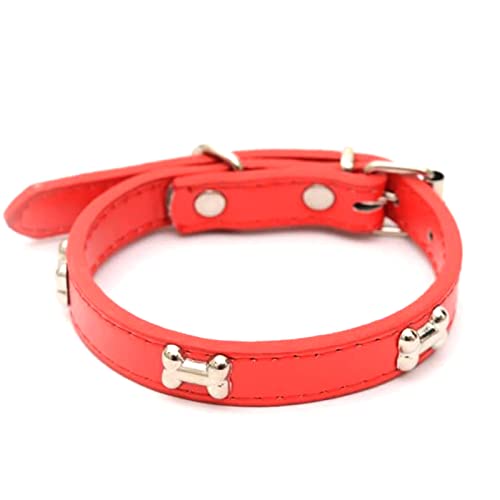 Emily Pets Adjustable Dog Collar 0.9 Inch with Metal Designer Stud (Red)