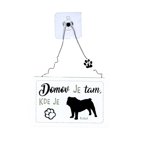 F Dream Decorative Wall Hanging Wooden Bulldog Printed Wooden Home Decor for Dog Pet Lovers, Hanging Decorative Wall Sign, 6.29 Inch by 4.13 Inches