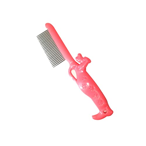 Emily Pets Stainless Steel Teeth Cat and Dog Pet Grooming Comb, Safe & Gentle Removes Loose Undercoat and Tangled Hair, Metal Comb for Long and Short Haired,Professional Grooming Tool(Pink)