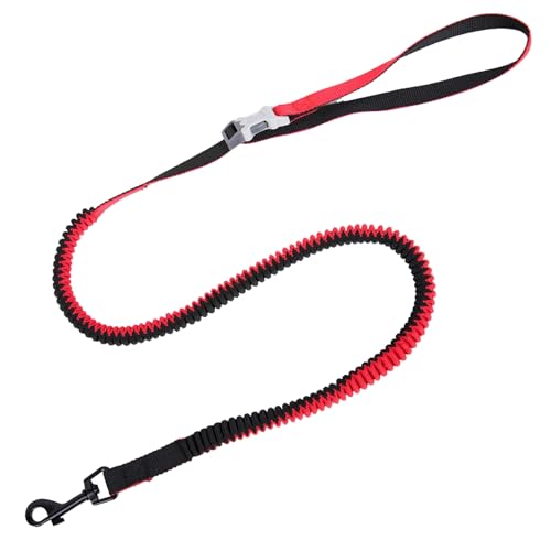 Cature Hands Free Dog Running Leash, Dog Walking Rope Lead Belt, Adjustable Waist Belt Lead Elastic Bungee and Rope, Elasticated Nylon Pet Dog Hiking Traction Lead (Red)