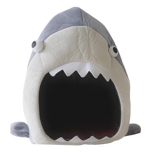 Lulala Shark Shape Cat Bed House – Soft & Cozy Pet Cave for Cats, Small Dogs & Small Animals | Enclosed Kitten Sleeping Nest | Anti-Slip Bottom, 100% Polyester, Washable (69 x 40 x 32 cm)