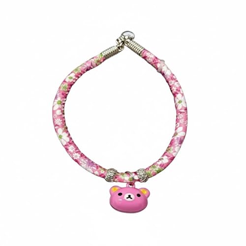 Emily Pets Adjustable Cat Collar Necklace with Bell for Kitten Puppy (Pink)