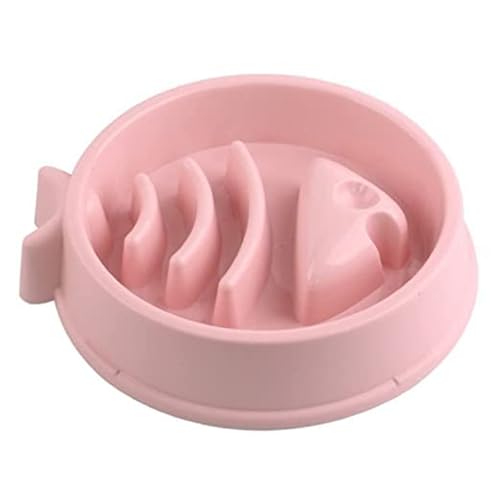 SRIPET Slow Feeder Puzzle Anti-Choking Dog Bowl with Fish Pattern for Dogs (Pink)