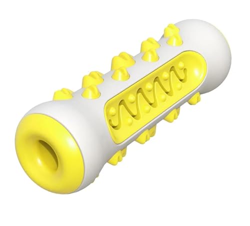 emily pets Interactive Dog Bone Chew Toy Toothbrush for Small Medium Dogs, Bite-Proof, IQ Training Dog Toy, Teeth Cleaning Chew Toy for Aggressive Chewers Yellow