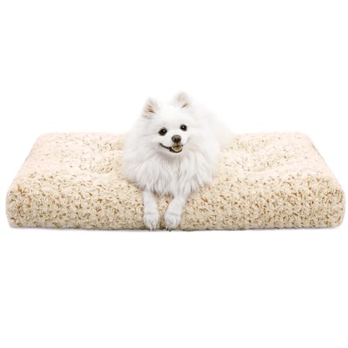 cature Care by Nature Washable Dog Bed Deluxe Plush Dog Crate Beds Fulffy Comfy Kennel Pad Anti-Slip Pet Sleeping Mat for Small, Medium and Large Dogs Breeds, 35'' x 23'' (Cream, L)