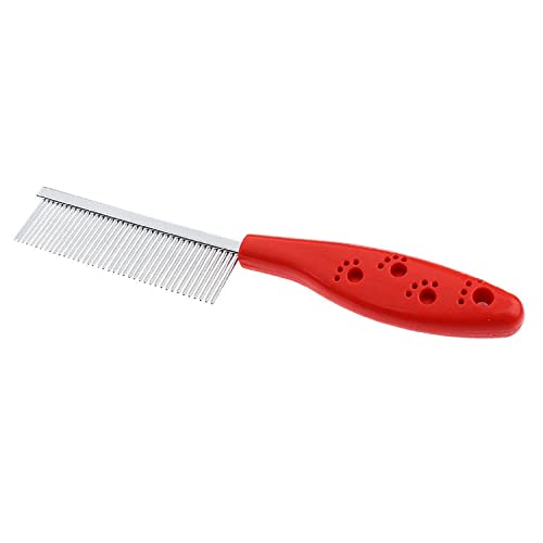 SRIPET Single Side Stainless Steel Pin Dog Grooming Comb for Dogs Removing Matted Fur, Knots (Red)