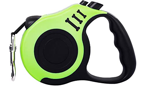 Emily Pets Retractable Dog Leash Lightweight Portative 16 ft Pet Walking Leash for Small Dog or Cat up to 26 lbs, Anti-Slip Handle,Tangle Free,Reflective Nylon Tape(S,Green)