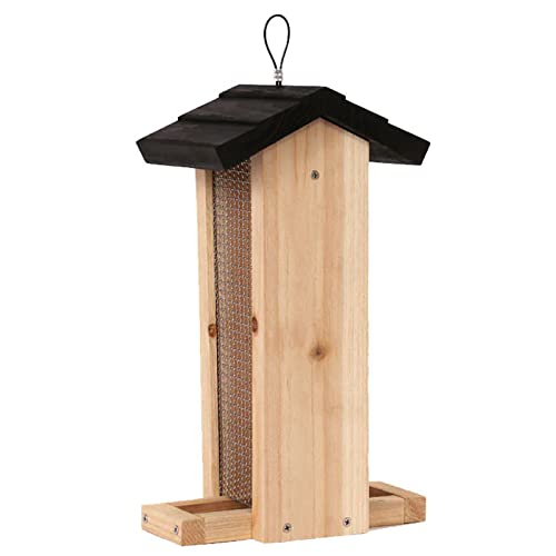 Wildbird Care Solid Wood Birdhouse, Weatherproof Bird House Designed for Easy Cleaning, Secure Latch, Air Vents, Fledgling Grooves(Beige-Black)