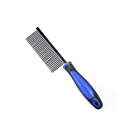 Emily Pets Hairbrush Single Side Steel Needles Dog Comb Grooming for Small & Medium Dogs,Dog Cat Grooming Comb, One Sided Stainless Steel Round Teeth Pin Pet Combs(L,Blue)