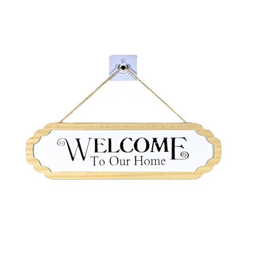F DREAM Welcome Sign - Welcome to Our Home Sign, Hanging Rustic Wood Sign, Welcome Sign for Front Door Decoration Black and White, Ideal for Home or Farmhouse Style Décor, Home Décor
