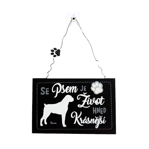 F Dream Decorative Wall Hanging Wooden Boxer Printed Wooden Home Decor for Dog Pet Lovers, Hanging Decorative Wall Sign, 6.29 Inch by 4.13 Inches
