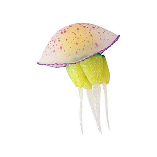 Emily Pets Artificial Glowing Effect Jellyfish Ornament for Fish Tank with Invisible Line Suction Cups