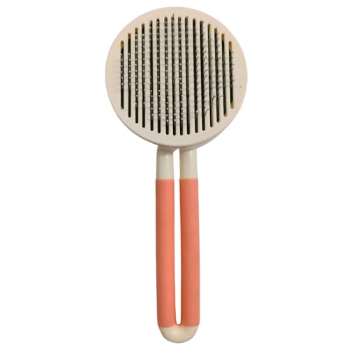 Cature Care by Nature Dog & Cat Self Cleaning Slicker Brush for Dogs and Cats Round Head Slicker Easy to Remove Loose Undercoat, Pet Grooming Massaging Tool Suitable Long or Short Hair (Pink)