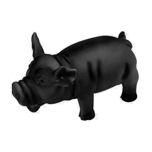 emily pets Pig Squeaky Dog Toy, Interactive Rubber Pig Dog Chew Toy – Durable Latex Spot Grunting Pig Dog Toy for Small Medium Large Dogs (Black-Large)