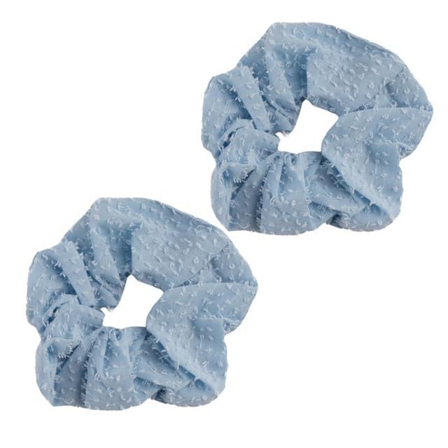 F DREAM Women's Fabric Scrunchie, Wide Scrunchies, Fashion Hair Accessories,Hair Ties, Hair Band, Ponytail Holder,Rope Ring, Hair Scrunchies Rubber Bands for Women/girls (Pack2-Sky Blue)