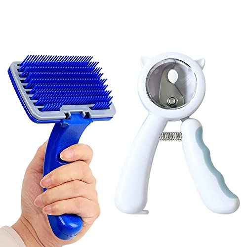 Emily Pets Combo of 2 Dog Grooming Kit for Puppies & Dogs & Cat Pets Slicker Brush, Dog Nail Clippers, (Pack 2, Color May Vary)