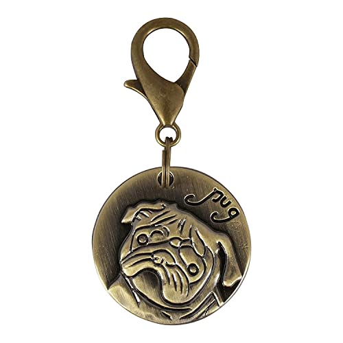 SRIPET Head Portrait ID Tag for Dog Metal Collar Identity | Pet Dog for Memorial Personalized Dog Puppy, Round Shape Antique Color Pendant Cum Tag Bronze Look Gold