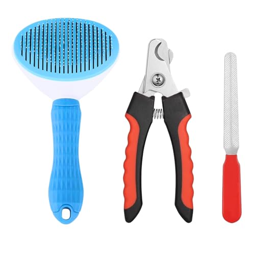 cature Care by Nature Pet Grooming Combo Kit Slicker Brush And Nail Clipper With Filer For Dogs And Cats | Nail Clipper And Grooming Slicker Brush Cleaning (Pack Of 2, Color May Vary)