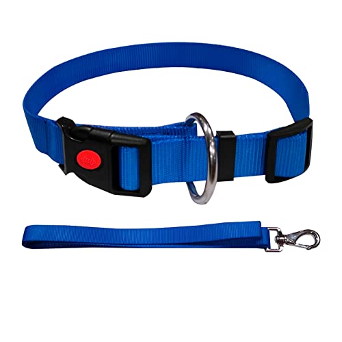 Emily Pets Dog Collar and Leash with Quick Release Buckle Adjustable Dog Collars for Small Medium Large Dogs(Blue 20MM)