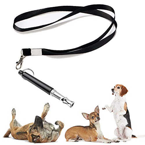 KMNKSCN DunYi Dog Whistle to Stop Barking Upgrade Ultrasonic Stainless Steel Dog Training Whistles Silent Dogs Training Tool with Lanyard Black 1 Pack