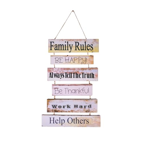 F Dream Decorative Wall Hanging Wooden Art for Home, Living Room, Bedroom | Decoration | Gift Items (Family Rules)