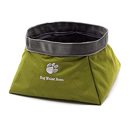 Emily Pets Dog Bowl Pet Cat Feeder Travel Out Door Foldable Supplies Reflective Nylon Fabric Double Bowls Rascal Dog Water & Food Feeder Green Set of 1