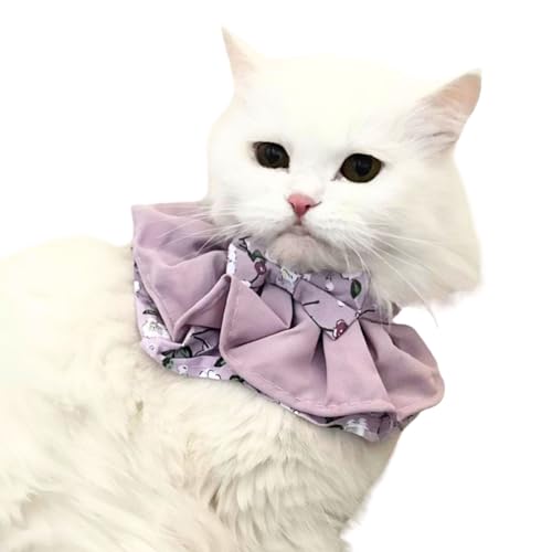 Lulala Floral Cat Collar with Bow – Adjustable Soft Fabric Pet Accessory for Cats & Kittens | Cute, Comfortable Outfit for Everyday Wear, Photoshoots & Special Occasions (Small)