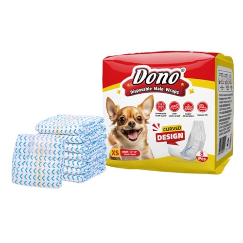 Emily Pets Disposable Male Dog Wraps – Leakproof Dog Diapers for Male Dogs, Contoured Design, Super Absorbent, Comfortable Fit – XS (15–33 cm)