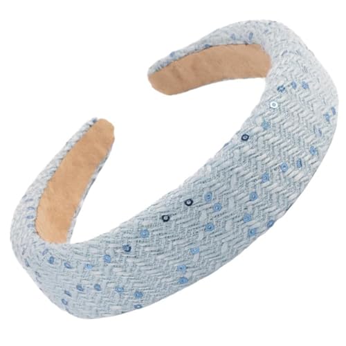 F DREAM 1pc Women's Sweet And Elegant Glitter Hair Hoop, Retro French Style Hair Clip, Popular Outing Hair Accessories For Autumn And Winter (HB-Blue)