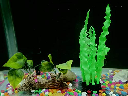 SRI Artificial Silicone Coral Aquarium Decoration Underwater Grass Ornament for Fish Tank (Flourscent Green)