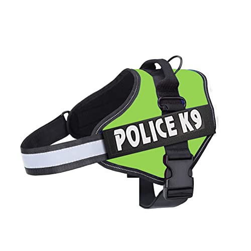 Emily Pets Police-K9 Dog Harness,No Pull Harness,Breathable and Easy Control with Handle & Leash Attachment ,Easy Walking Training for Dog,Dog Training No Escape Adjustable Reflective Vest(L,Light Green)