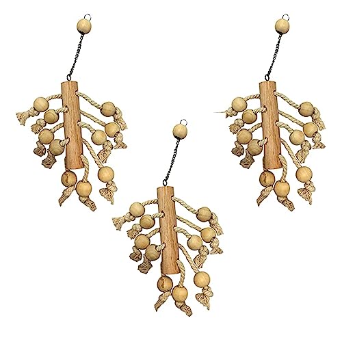 WildBird Care Natural Wooden and Chewing,Hanging Toy for Bird Style Wood (Pack of 3)