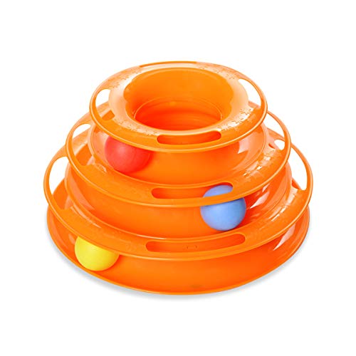 3 Level Tower Tracker (Orange) | Pet Toys, Chasing Ball in Tower Game for Pets | Multistage Interactive Toy, Fun Cat Game, Funny Dog Cat Interactive Toys
