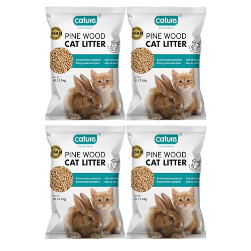 cature Care by Nature Pine Wood Cat Litter | Environmental Protection | Odor Elimination | Strong Water Absorption | Easy to Clean for Multiple Cats (14.4 Kg Total) (4 Packs of 3.6Kg)