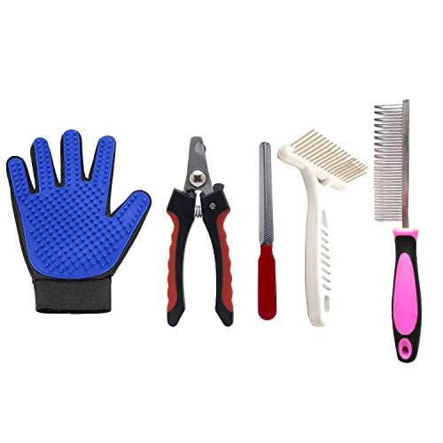 Emily Pets Grooming Pet Nail Clipper Pet Comb Pet Comb Pet Grooming Glove(Pack of 4)