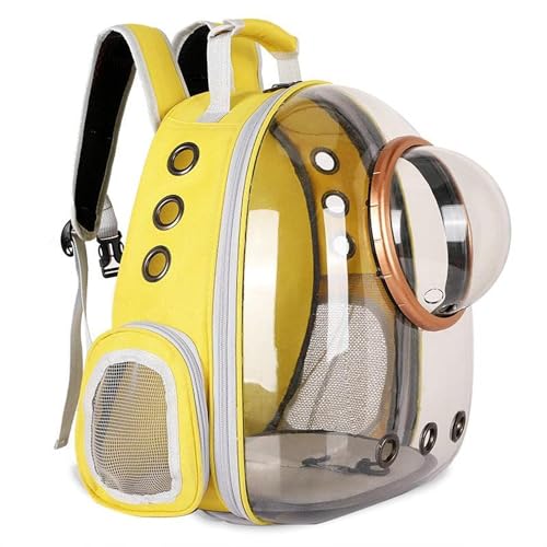 Emily Pets Cat Backpack Carrier, Cat Bubble Backpack with Two Covers,Pet Space Capsule Backpack Pet Carrier for Travel Hiking Walking Camping, Yellow