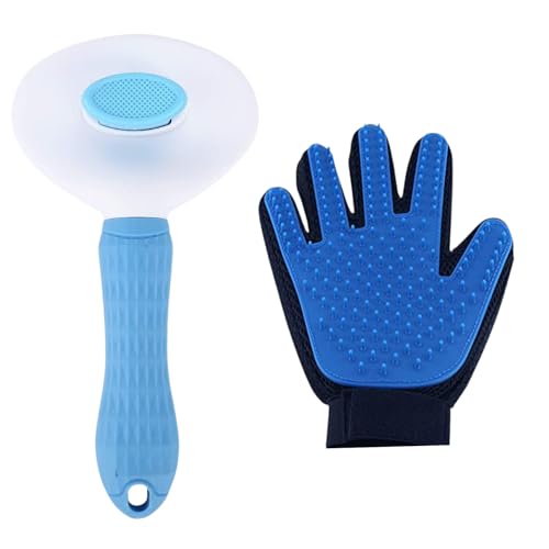 Cature Care by Nature Pet Slicker Dog Comb Brush Pet Grooming Brush & Bath Glove Helps Keep Dogs Happy, Healthy and Fit (Dog Gloves+Brush)(Pack of 2)