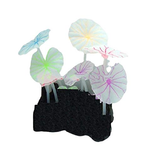 emily pets Luminous Artificial Fake Lotus Aquarium Artificial Silicon Fish Tank Decoration Ornament (Multicolour, Pack of 1)