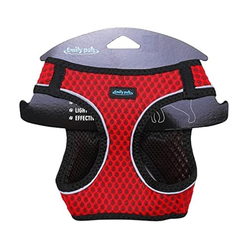 SRIPET Dog Harness - All Weather Mesh, Step in Adjustable Harness for Small and Medium Dogs (Large, Red)